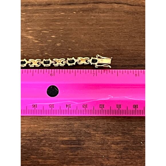 Sterling Silver 925 PAJ China Bracelet Gold Vermeil Black Stone Tennis Link 7.5” - Picture 8 of 9